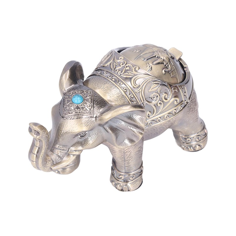 Cigar Ashtray Vintage Elephant Wind Proof Embossed Design Durable Metal