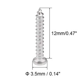 TA-VIGOR 50Pcs Self Tapping Screws, M2 Phillips Pan Head Screw, 12mm Round Head Tapping Screws, 316 Stainless Steel Machine Wood Fasteners Bolts for Wood, Drywall, Furniture, Repairing