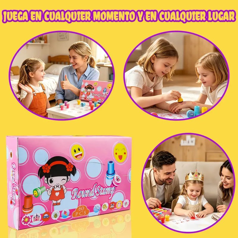 Juego De Sellos De Dibujos Animados De 60 Piezas Para