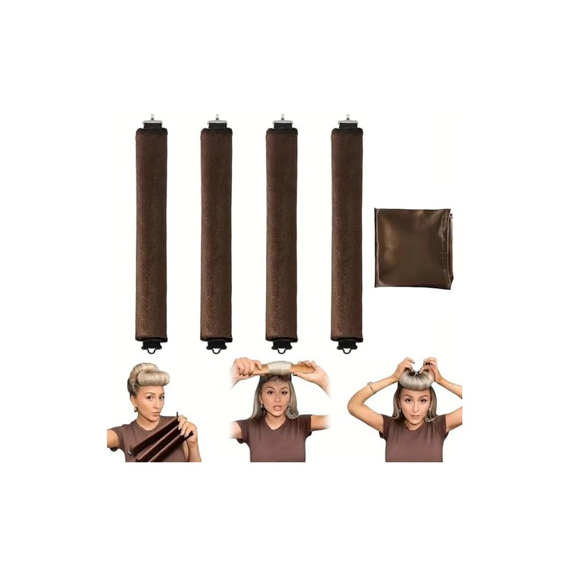 Rizador de Pelo Sin Calor, 4pcs Tubos para Cabello, Rizador