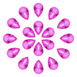 MECCANIXITY 20Pcs 20 x 30mm Teardrop Rhinestones Glass Pointed Back Rhinestone Beads Gems for Jewelry Making Costume Crystal Embellishments Crafts,Rose Red