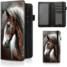 BFDHGQZC Checkbook Cover for Women Men, RFID Blocking Personal PU Leather Checkbook Check Book Holder Wallet with Elastic Tape & Credit Card Slot,Horse