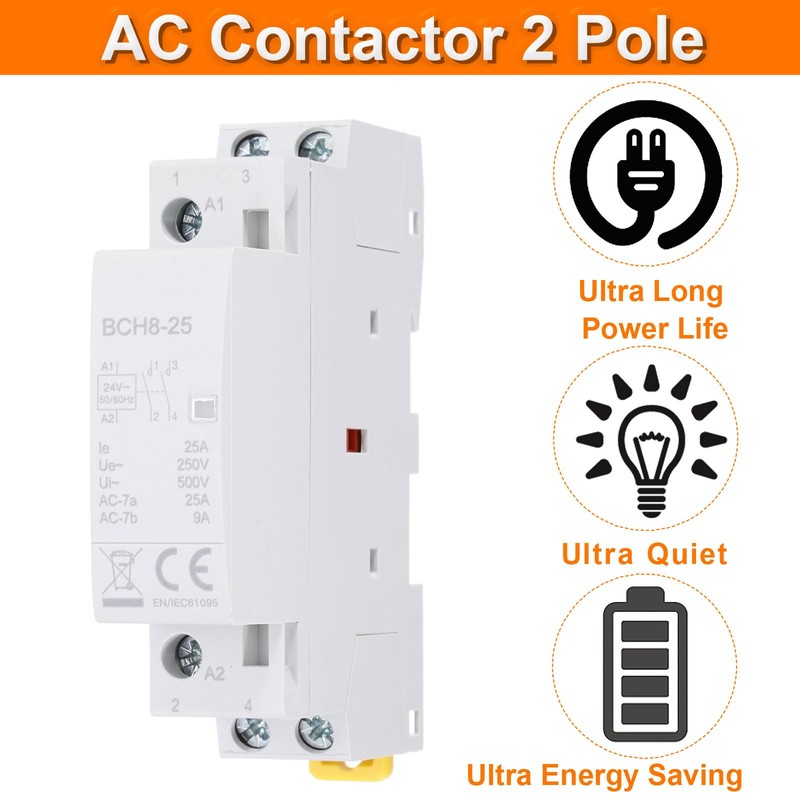 sourcing map AC Contactor 25A 2 Pole 2NO 24V Load