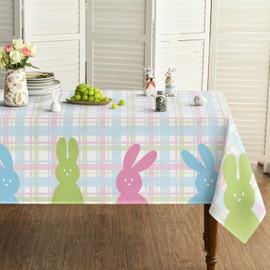 Horaldaily Mantel de Pascua de 52 x 70 pulgadas, diseño de conejo de primavera para decoración de fiesta de picnic