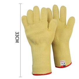 BrightGlow Heat Resistant Gloves Aramid Gloves up to 500 °C Protects the Wrist Aramid Yarn Fabric Heat Resistant Gloves Heat Protection Gloves Work Gloves Long 33 cm 2 Pieces = 1 Pair