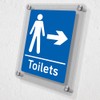 V Safety Men's Toilets - Arrow Right Blue Acrylic Sign