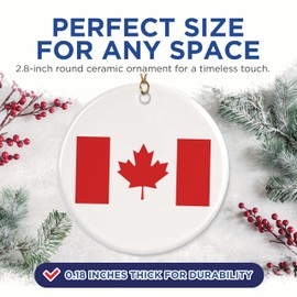 Canada World Flag Christmas Ornament - Canadian Pride - 2.8" Round Ornament - Gold String Included - Choose from Over 100 Countries - UV Printed Design - Glossy Ceramic - BMCO0992