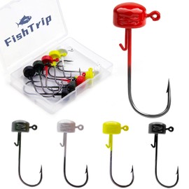 FishTrip Ned Rig Jighead Fishing - 10pcs Jig Heads Hooks Weedless Shroom-Shaped Weight Head for Crappie Bass Fishing(3/16oz)