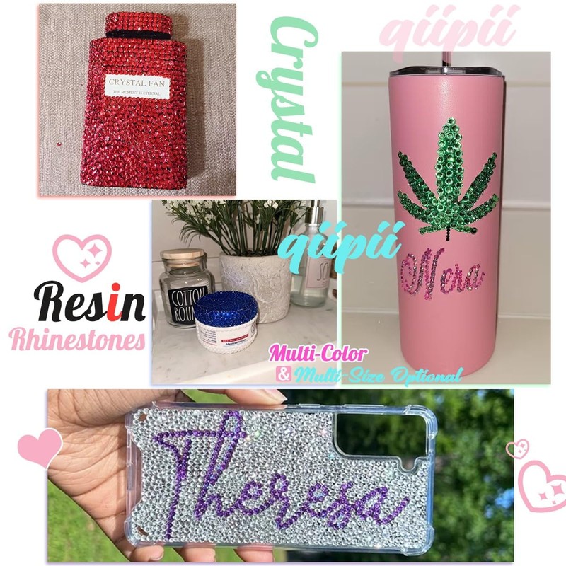 qiipii 3060PCS Rose Red Resin Crystal Rhinestones for Crafting 2mm