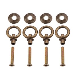 KIMISS 4pcs/Pack Mini Simple, Small Jewelry Box Case Jewelry Box Attachment Handle Bronze Drawer Pulls and Knobs 4pcs Pack Vintage Pull Rings Cosmetic (2cm Ring Bronze Screw Type (Mini))