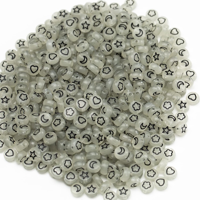 500 Pcs Acrylic Night Glow Stars Moon Hearts Petal Beads