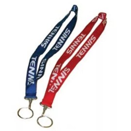 Unbranded Tennis Tennis Lanyard Red with woven letters 34 inch long plus ring