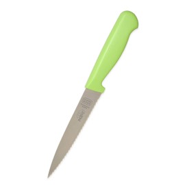 The Kosher Cook Parve Green Kitchen Knife – 6” Serrated Steak and Vegetable Knife - Razor Sharp. Pointed Tip - Color Coded Kitchen Tools