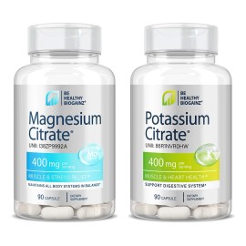 Paq. Citratos Magnesio Y Potasio Premium Biogainz® Made Usa Sabor Sin sabor