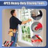 Window Glazing Tool Kit, 4PCS Heavy-Duty Glazing Tools, Red Window