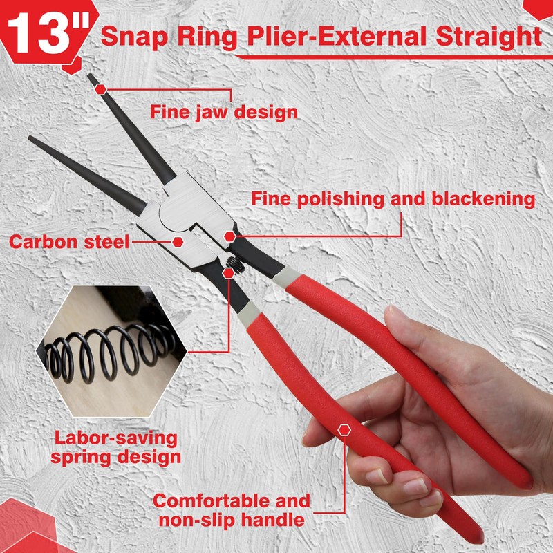 LEONTOOL 13-Inch Snap Ring Plier Heavy Duty External Circlip Pliers