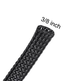 sourcing map 100 Ft - 3/8 Inch Expandable Braided Cable Sleeve, PET Cable Management Wire Sleeving Cord Protector, Wire Wrap Loom Tube for TV Computer Audio, Office Home Devices, Black