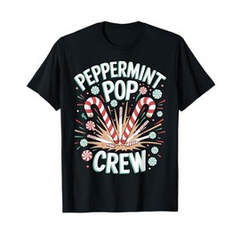 Peppermint Pop Crew Festive Candy Cane Christmas Matching T-Shirt