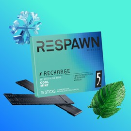 RESPAWN by Razer 5 Gum Recharge Chewing Gum Sugar-Free Cool Mint 10 Pack Bulk Box