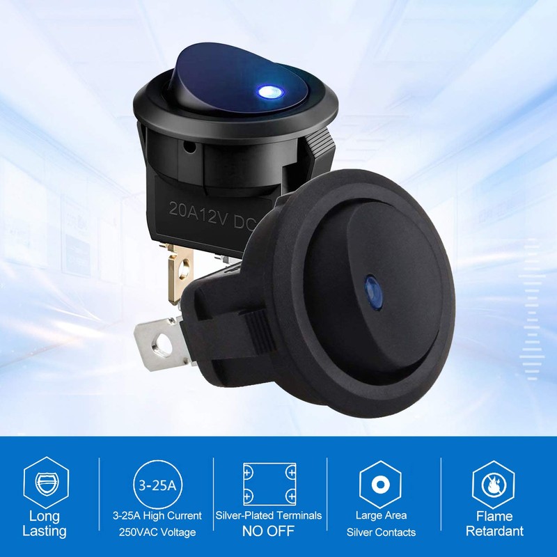 10 Pcs 12V Switch, XCOZU 20A 12 Volt Switch Auto