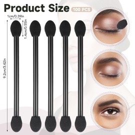 100 Pcs Eyeshadow Applicators, Disposable Dual Sides Eyeshadow Applicators Eye Sponge Applicators Professional Double Head Sponge Brushes for Women Makeup Black