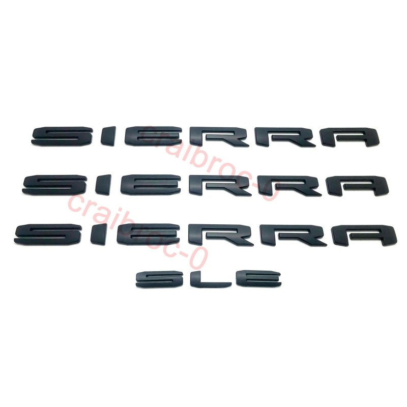 GMC 4pcs Matte Black SIERRA SLE Letters Nameplate Emblem for