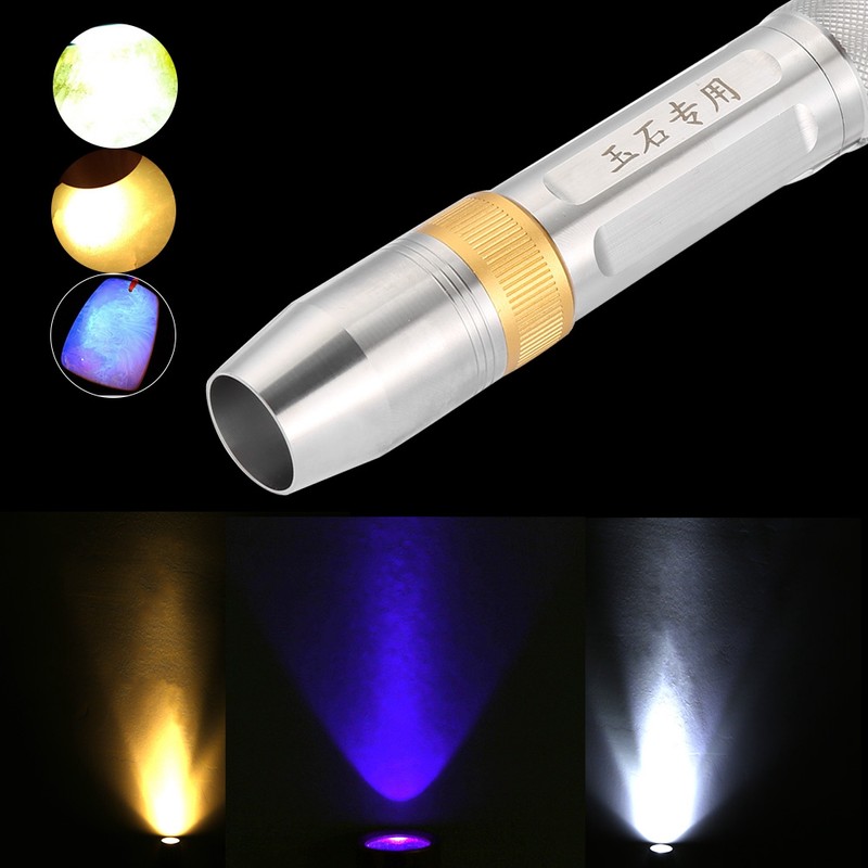 3Colors Ultra Violet UV White Yellow Flashlight Torch Lamp Handheld