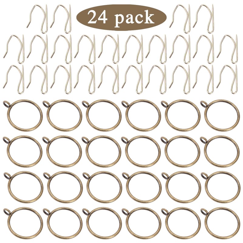 Curtain Rings with Hooks Rustproof Metal Drapery Rings with Eyelets