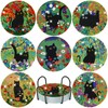 RICUVED 8 Pcs Diamond Painting Coasters Kits with Holder, Black