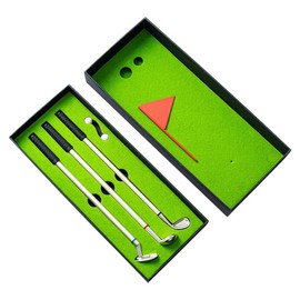 MAGIKON Mini Desktop Games Golf Pen Gift Set with Putting Green, Flag, 3 Golf Club Pens & 2 Balls for Golfers, Coworkers, Boss - Stocking Stuffers