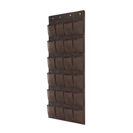 SEIWEI Hanging Organiser Over the Door, Shoe Racks with 24 Non-woven Fabric Mesh Pockets 4 Door Hooks, Gadget Storage for Kitchen Bedroom Bathroom, 1Pcs Brown