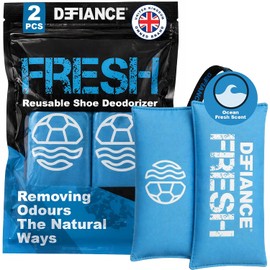 Defiance Fresh Boot & Shoe Deodoriser – As Seen on Dragons' Den - Ocean scent | Reusable Deodorising Pouches for Smelly Shoes | Shoe Odour Eliminator, Freshener & Foot Odour Absorber – 2 Pack