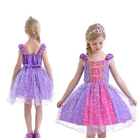 Pollen Princess Dress Girls Princess Costume Children's Dress 7-Piece Set with Crown Tiara Gloves Magic Wand etc. for Wedding Cosplay Carnival Wedding Birthday Party 120
