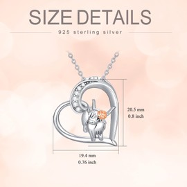 ONEFINITY Highland Cow Necklace Sterling Silver Cow Pendant Charm Jewelry Gifts for Women Girls