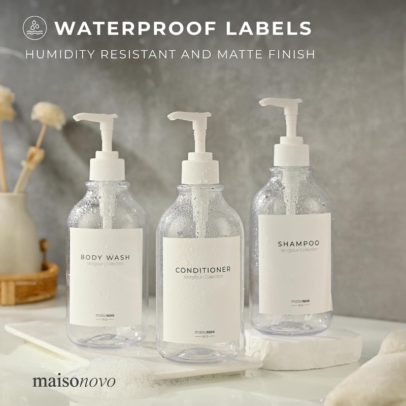 Etiquetas impermeables MaisoNovo para botellas, diseño moderno - Paquete mixto