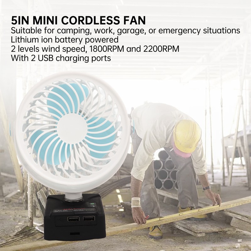 5in Cordless Fan Rechargeable Desk Fan Battery Powered Small Electric