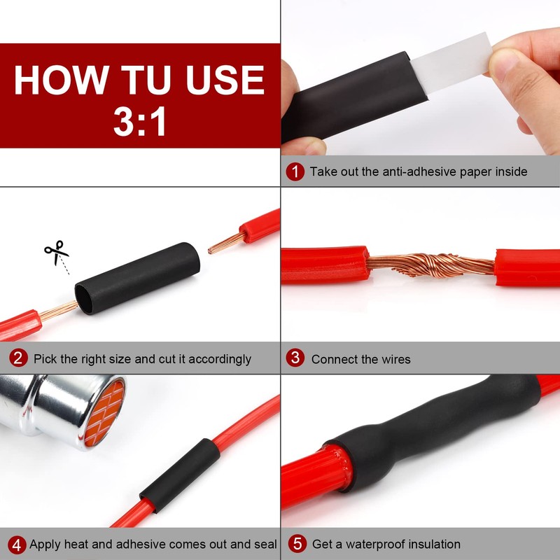 Chanzon 3:1 Ratio 1-1/2" (39mm) Heat Shrink Tubing - Marine