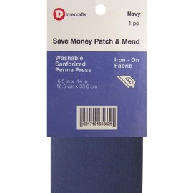 Iron-On 1 Repair Patch of Mending Fabric 6.5 x 14 Inch Color: Navy, Compare to Bondex