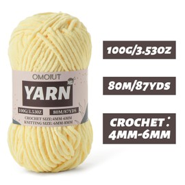 Fluffy Chenille Yarn for Crocheting - Baby Yarn for Crocheting Soft Blanket - 3 Pack of 100g/(87.4yds) Crochet Amigurumi Chunky Yarns - Super Bulky 5 Velvet Yarns (3 Light Yellow)