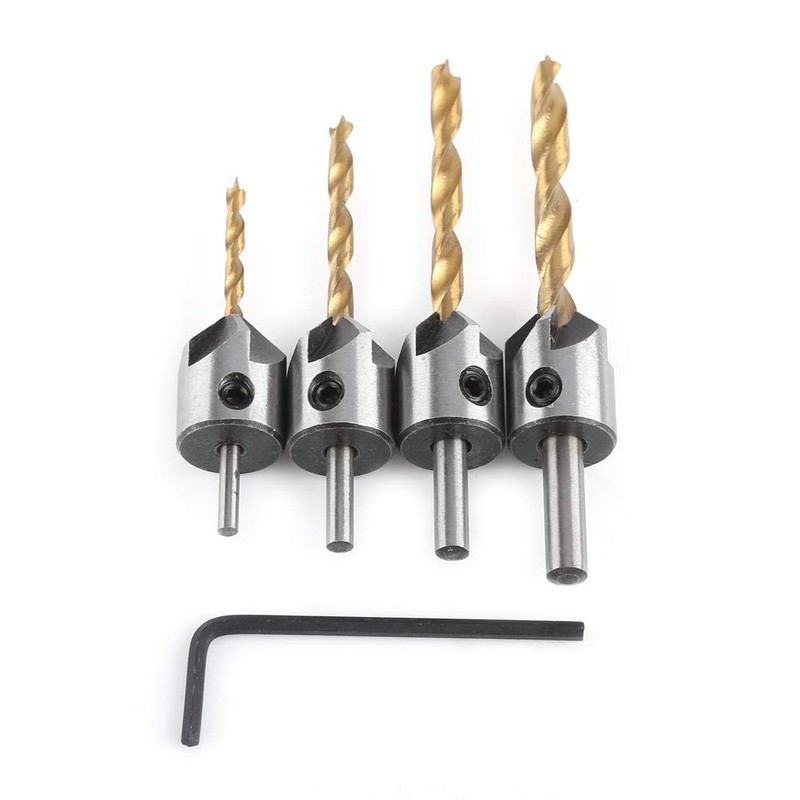 Oumefar Countersunk Drill Set, Metal Countersink Drill Biting Countersink Drill