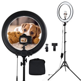 LDGHO 18-inch LED Ring Light Kit with Stand, 3200-5500K Adjustable, USB-C, Phone Holder, Remote Control for Photography, Makeup, YouTube Videos
