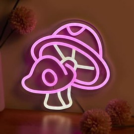 Chi-buy LED Neon Mushroom Cute Neon Sign, USB Powered Neon Signs Night Light, 3D Wall Art & Game room Bedroom Living Room Decor lamp Holiday Gift for Children Kids Girl