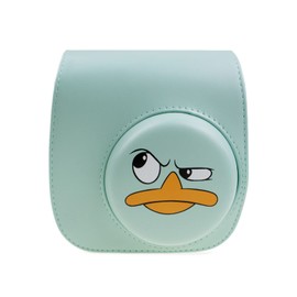 HIYQIN Sofortbildkameratasche kompatibel mit Instax Mini 11/9/8/8+, PU-Ledertasche mit verstellbarem Schultergurt (Enten-grün)