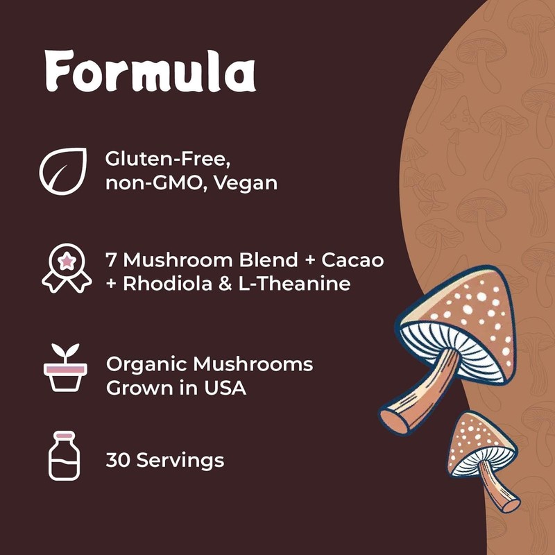 Melting Forest Mushroom Coffee, with 7 Functional Mushrooms, Cacao, Rhodiola,