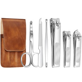 6 Stück Fingernagelknipser & Zehennagelknipser Set, Fingernail Clipper & Toenail Clippers Premium Edelstahl Ultra-scharf, Stabil Nagelknipser, PU-Leder Maniküre Set Geschenke für Männer, Vater, Frauen