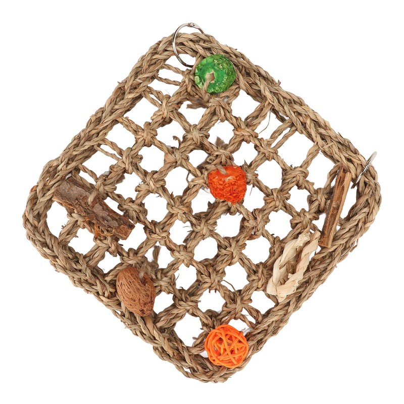 Bird Foraging Wall Toy Boredom Relief Seagrass Hand Woven Parrot