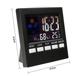 SagaSave Room Thermometer Hygrometer, Digital LCD Display, Temperature Humidity Monitor with Alarm Clock, Weather Forecast and USB Wire, Multifunctional Digital Clock for Home and Office