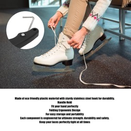 Yosoo Health Gear Stainless Steel Shoelace Tensioner Tool for Ice Hockey Skates, Portable Shoelace Tensioning Tool with Handle, Hockey Skate Accessories for Ice Skates