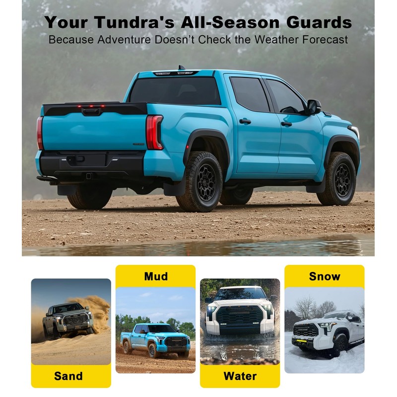 No Drill Mud Flaps for 2022-2026 Toyota Tundra Splash Guards,