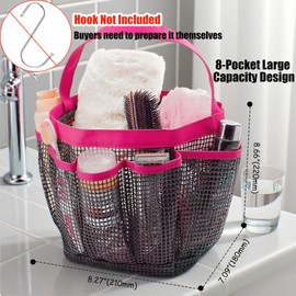 INTSUPERMAI Mesh Shower Caddy Portable Red Color with 8 Pockets Quick Dry Shower Bag for Bathroom Camping Swimming Gym Travel Large Hanging Toiletry Organizer Mesh Beach Pool Bag